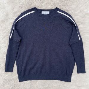 Apparalel Montia Top Blue Gray White Stripe Dolman Sleeve Knit Long Sleeve Shirt